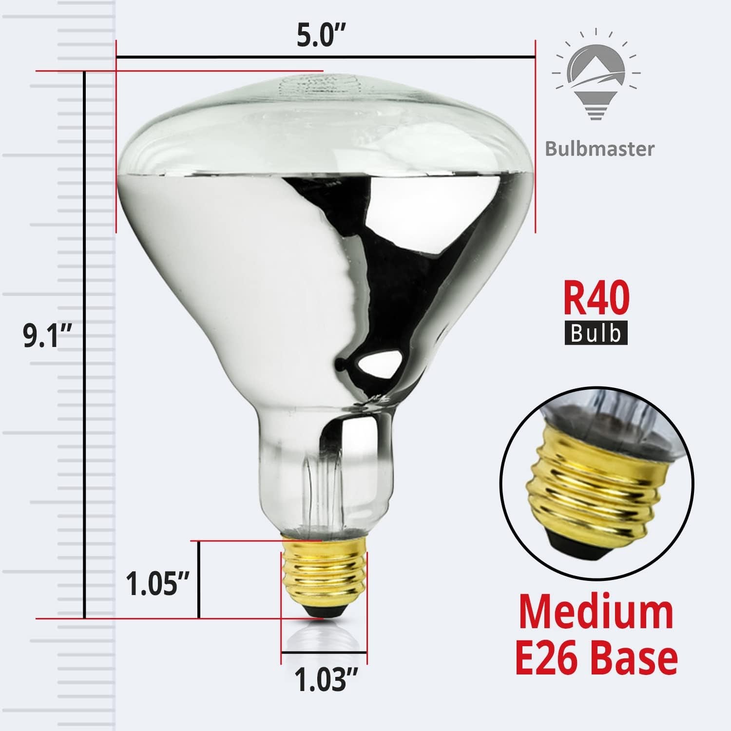 250 Watt Heat lamp Bulb for Bathroom R40 Incandescent Shower Heat Lamp Clear Infrared Bath Light 250R40 Chicken Light Bulb E26 Base 2 Pack