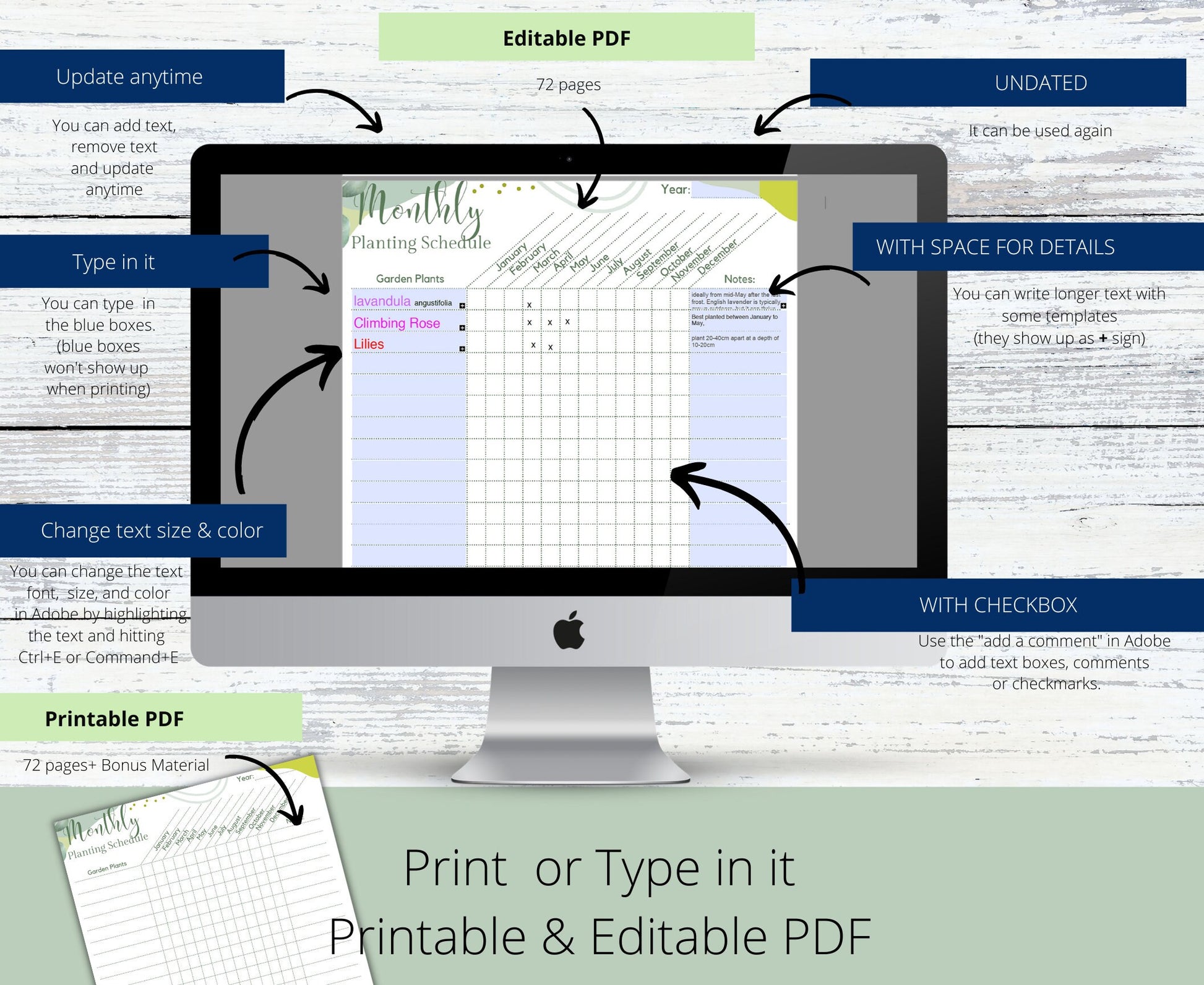 Garden Planner Fillable Printable PDF Garden Journal Garden Calendar Garden Log Gardening Organizer Gardening Binder Editable Gardening Book