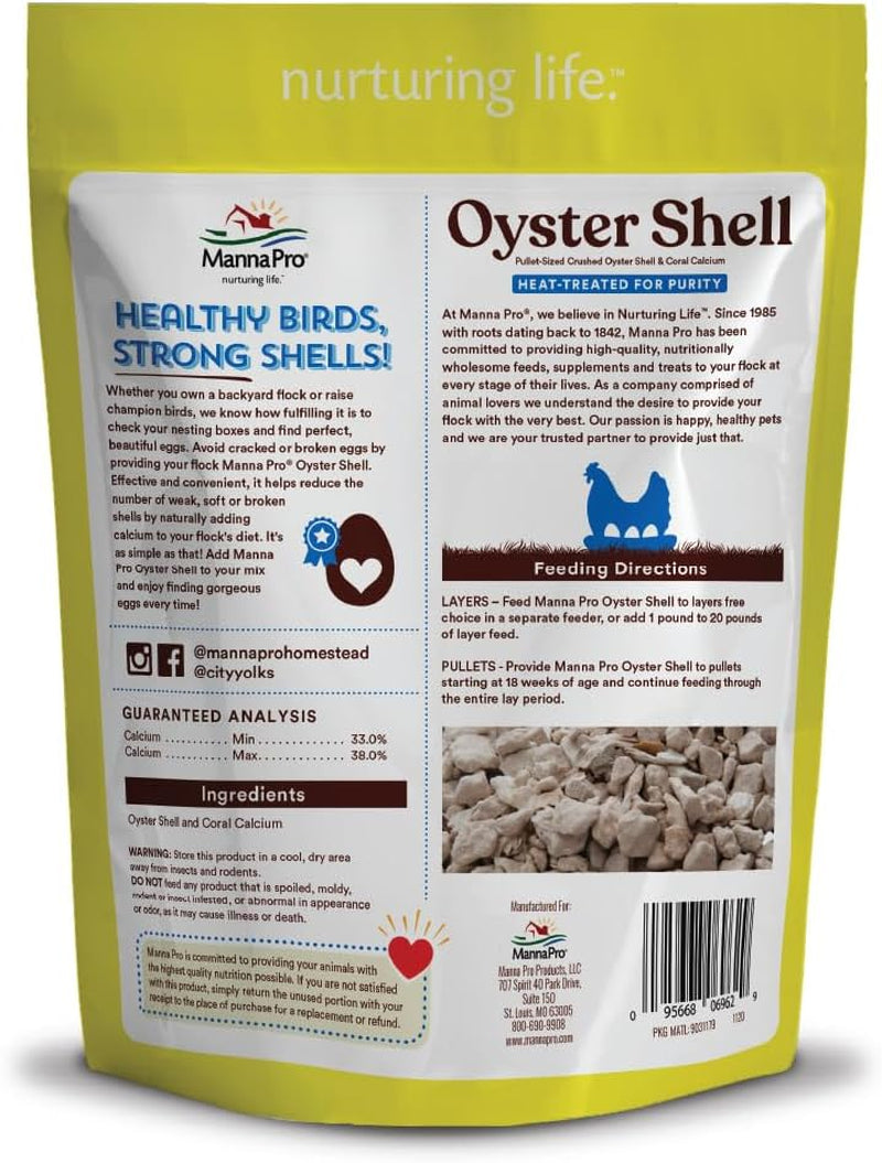 Crushed Oyster Shell for Chickens – Calcium Supplement for Laying Hens to Support Strong Eggshells – Natural Poultry Mineral Feed for Backyard Chickens – 5 lb Bag