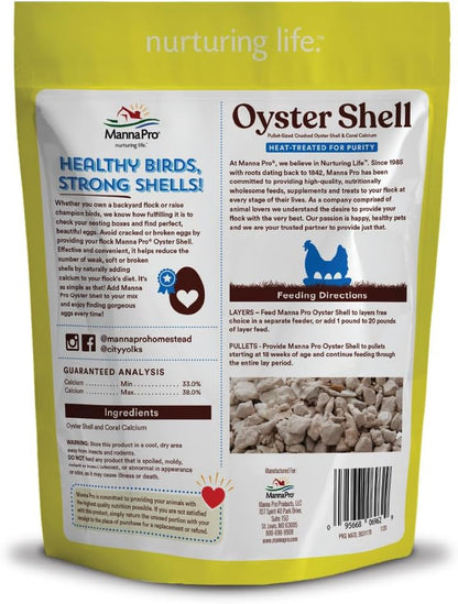 Crushed Oyster Shell for Chickens – Calcium Supplement for Laying Hens to Support Strong Eggshells – Natural Poultry Mineral Feed for Backyard Chickens – 5 lb Bag