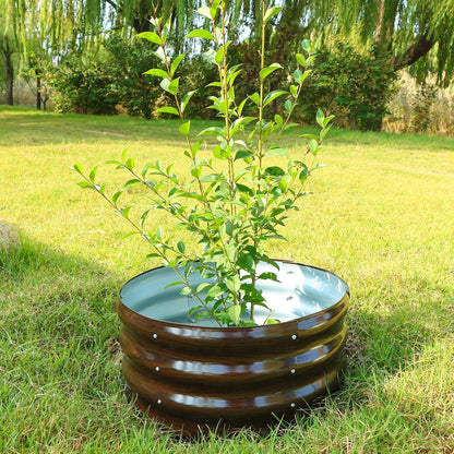 3 Pcs 2x2x1ft Round Galvanized Raised Garden Bed Kit Outdoor, Metal Planter Box for Planting Plants Vegetables, Brown