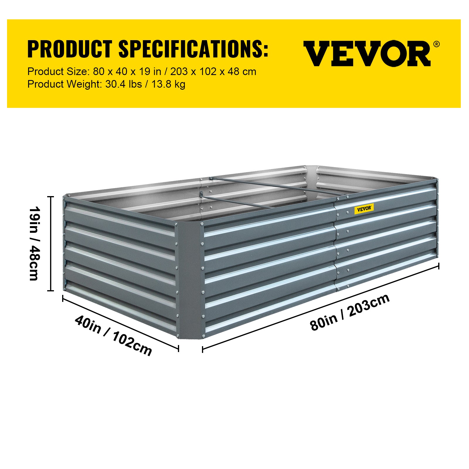 VEVOR Galvanized Raised Garden Bed Planter Box for Plant Flower Vegetable