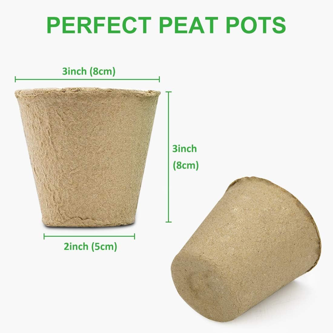 120 Packs 3 Inch Peat Pots Plant Starters for Seedling with 15 Pcs Plant Labels, Biodegradable Herb Seed Starter Pots Kits, Garden Germination Nursery Pot