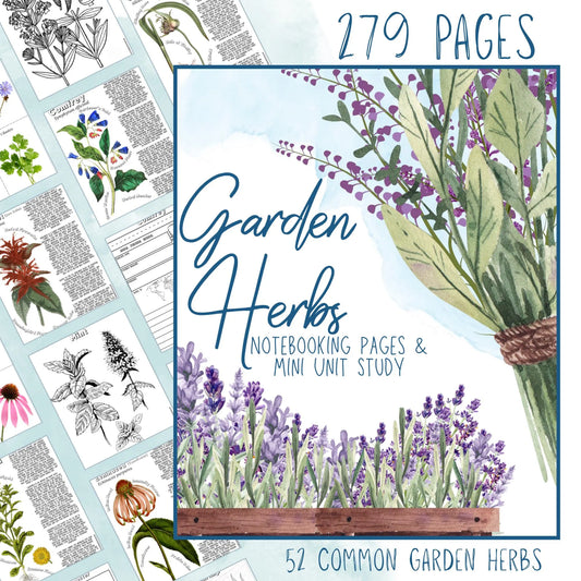 HUGE Homeschool Garden Herbs Notebooking Journal 266 Pages Homeschool Nature Botany Mini Unit Study Coloring Pages Flashcards Curriculum