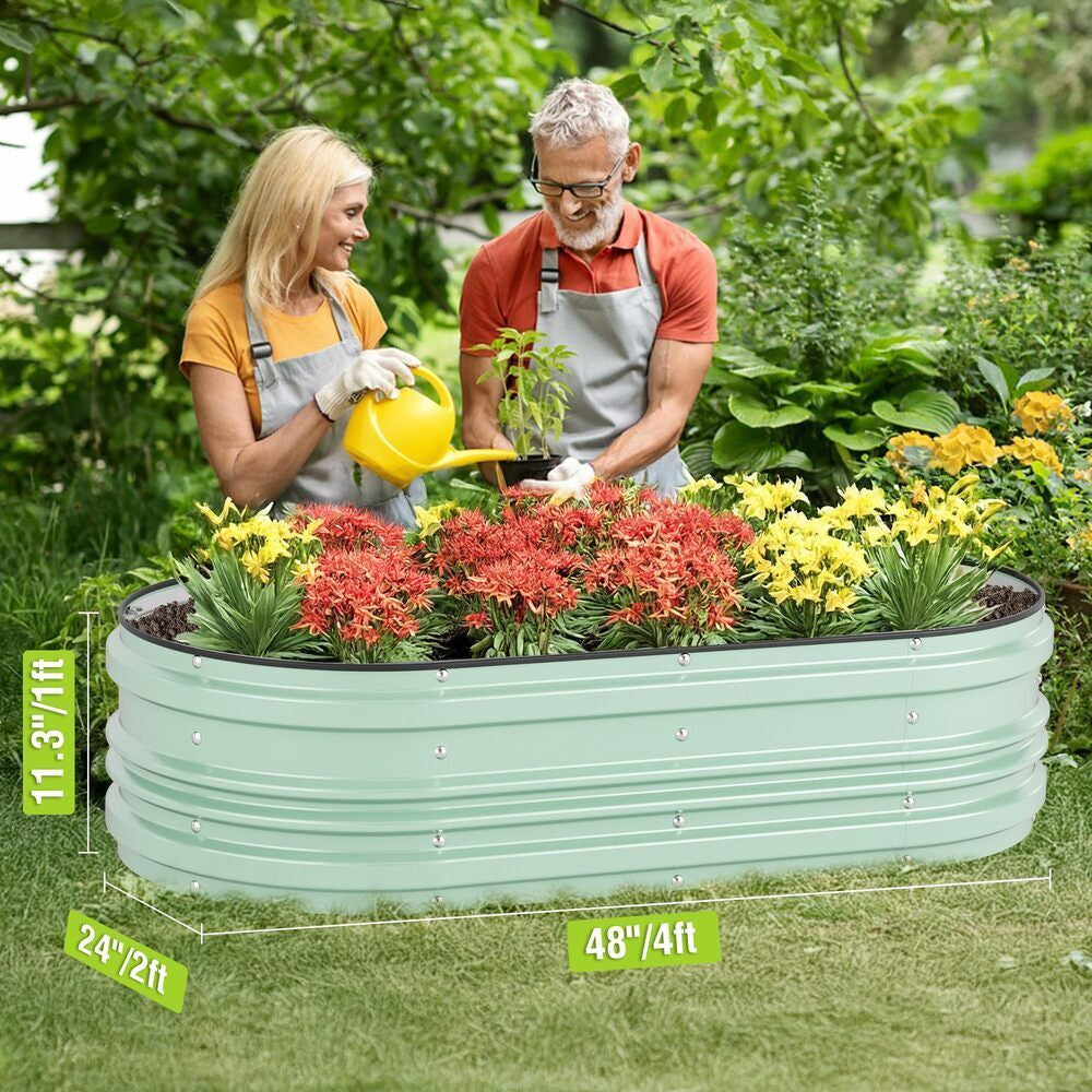 WORKPRO 2PC Metal Planter Box Galvanized Raised Garden Bed Set 4X2X1Ft Patio Kit