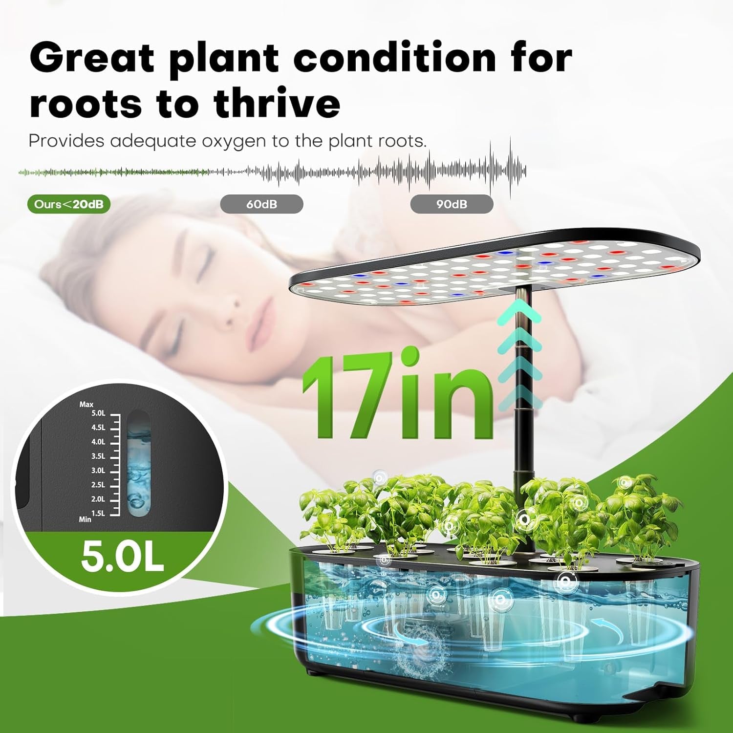 Hydroponics Growing System Kit Indoor Herb Garden with Grow Light 12 Pods, with LCD Touch Panel Hydroponic Planter, Planting Height Up to 17", Grower Harvest Fresh Veggie Lettuce, Black