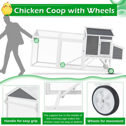 95" Chicken Coop Hen House Wooden Chicken Hutch Poultry Cage W/ Run Nesting Box