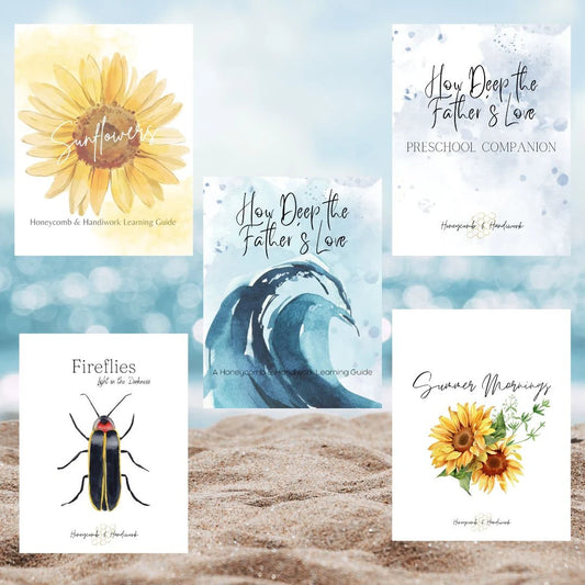 Summer Collection homeschool curriculum, nature study unit, morning time bundle, charlotte Mason inspired, ocean, firefly, sunflower lesson