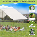 Metal Chicken Coop 6.5/13/20 FT Large Walk-in Hen Cage House with Cover Roof NEW