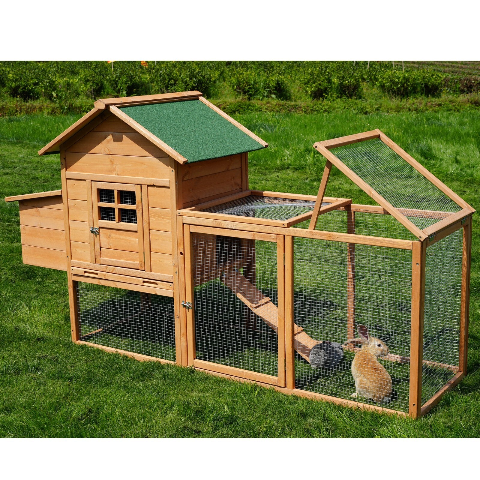 80'' Wooden Chicken Coop w/Nesting Box&Run for 2-4 Chickens,Large Hen House Cage