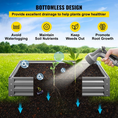 VEVOR Galvanized Raised Garden Bed Planter Box for Plant Flower Vegetable