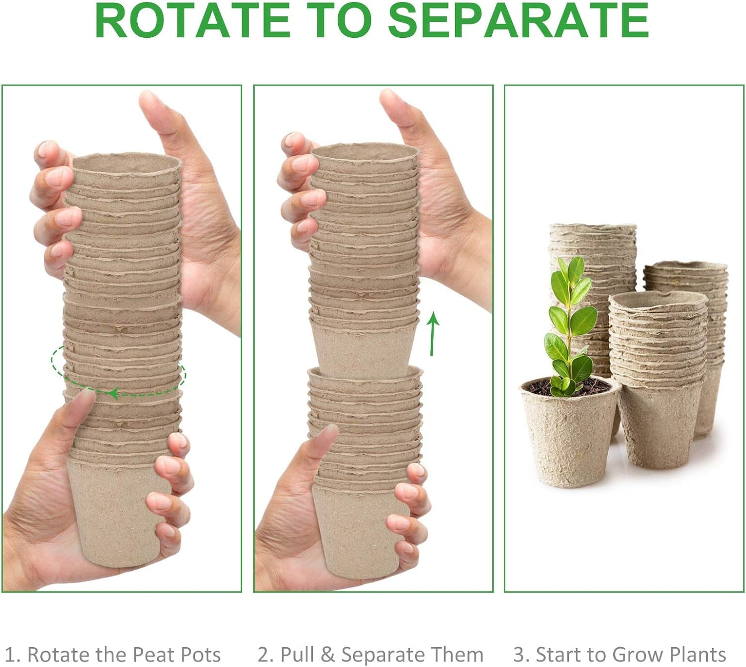 120 Packs 3 Inch Peat Pots Plant Starters for Seedling with 15 Pcs Plant Labels, Biodegradable Herb Seed Starter Pots Kits, Garden Germination Nursery Pot