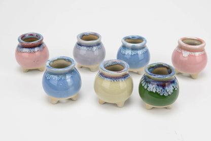 Mini size ceramic planter set, air plant pot, baby lithops pot, cactus pot, succulent pot, minimalist pot, thick pot, indoor planting pot