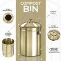 Compost Bin with Lid and 1.3 Gallon Compose Spare Charcoal Filter Utopia Kitchen