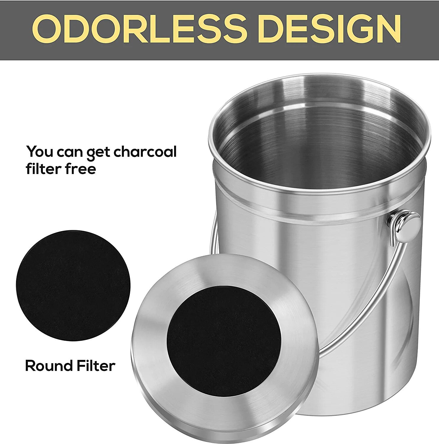 Compost Bin with Lid and 1.3 Gallon Compose Spare Charcoal Filter Utopia Kitchen