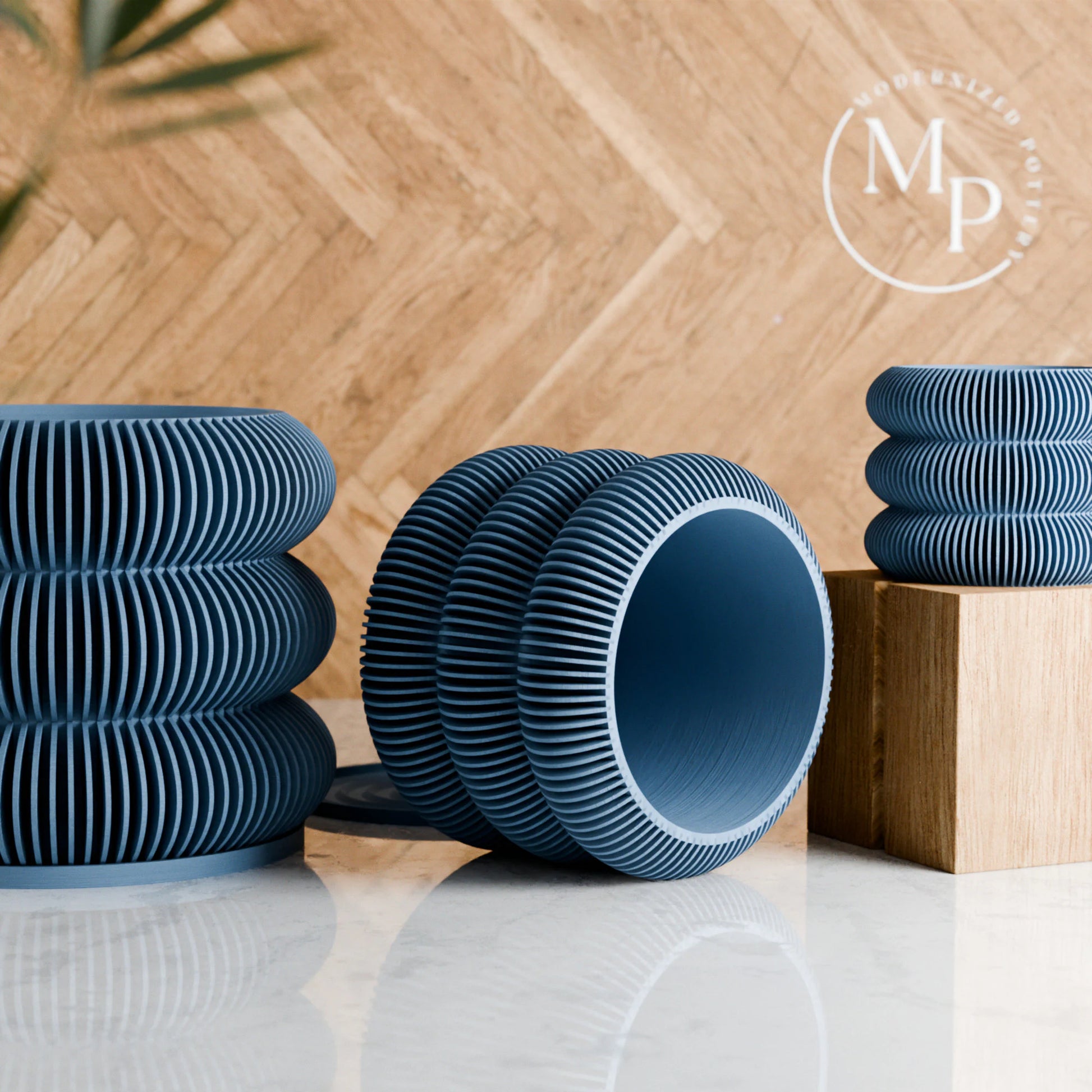 Wood BUBBLES Planter, 9 Color Options, Unique 3D Printed Plant Pot with Drainage & Saucer For Houseplants, Small to Large, 4 5 6 7 8 Inch