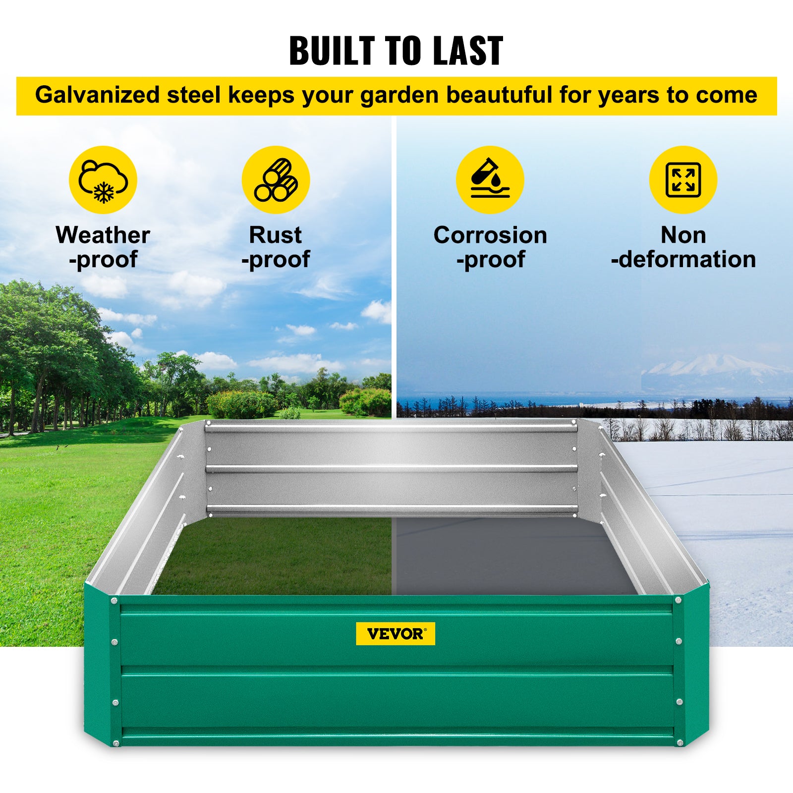 VEVOR Galvanized Raised Garden Bed Planter Box for Plant Flower Vegetable