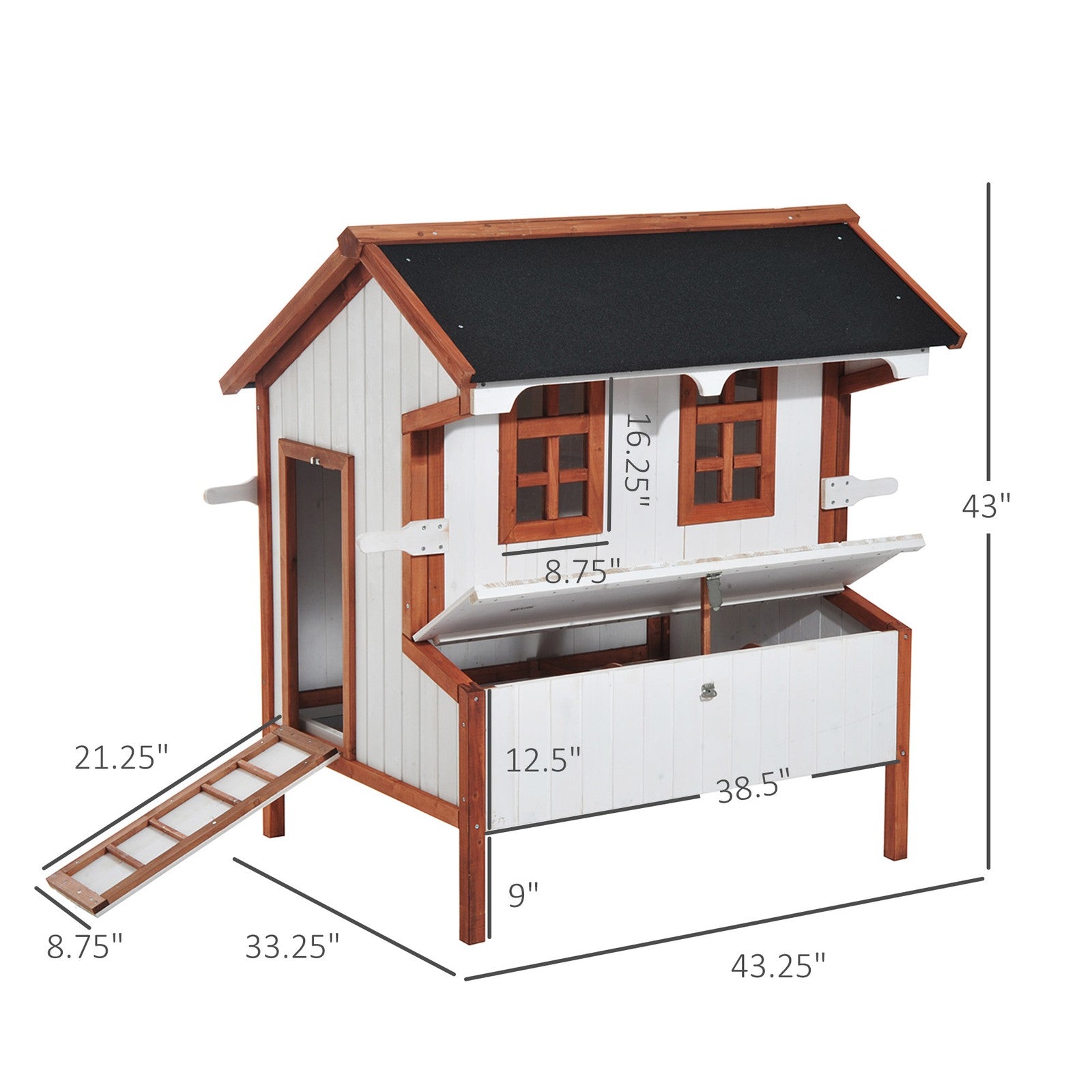 Chicken Coop Hen Cage Poultry Hutch Nesting Box Roof Wooden Large House Door
