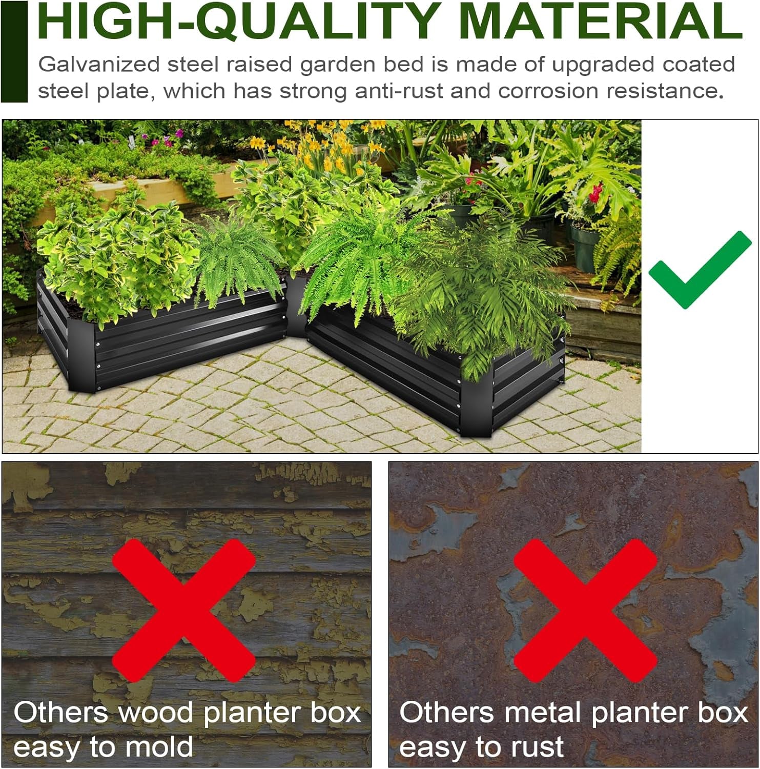Raised Bed Garden Bed Kit, 5x5x1ft Galvanized Planter Tall Raised Garden Boxes Outdoor, Large Metal Raised Garden Beds for Vegetables, Flowers, Herbs