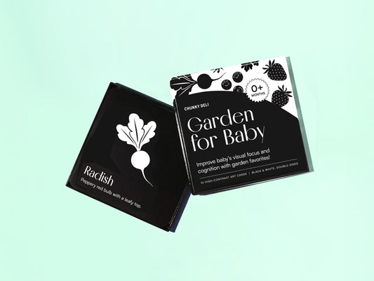 Garden for Baby Art Cards High Contrast Baby Flash Cards, Black and White Newborn Toy, Montessori Tummy Time, Foodie Baby Shower Gift