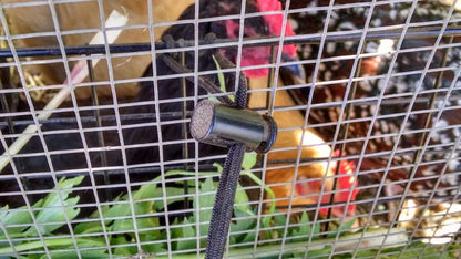 Peck-It-Clean Veggie Feeder for Chickens, Small (10" x 10"), Black – Includes Grid Panel, Cord, Toggle, and Cable Ties