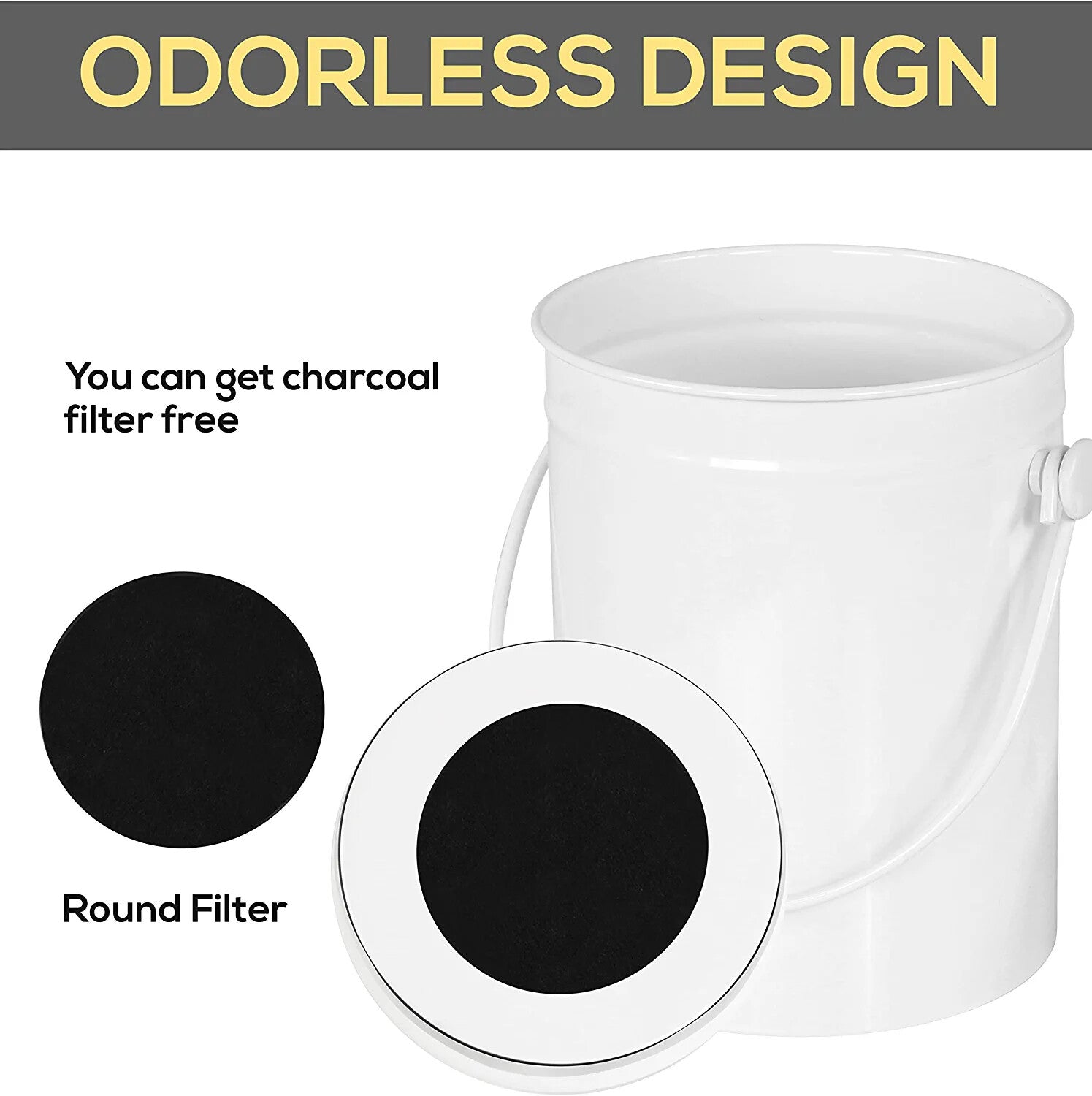 Compost Bin with Lid and 1.3 Gallon Compose Spare Charcoal Filter Utopia Kitchen