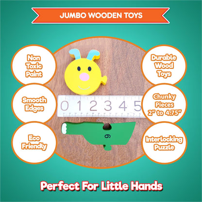 Thick Animal Wooden Puzzles for Toddlers - Colors and Counting Building Toys and Toddler Games - Montessori Toys Wood Blocks