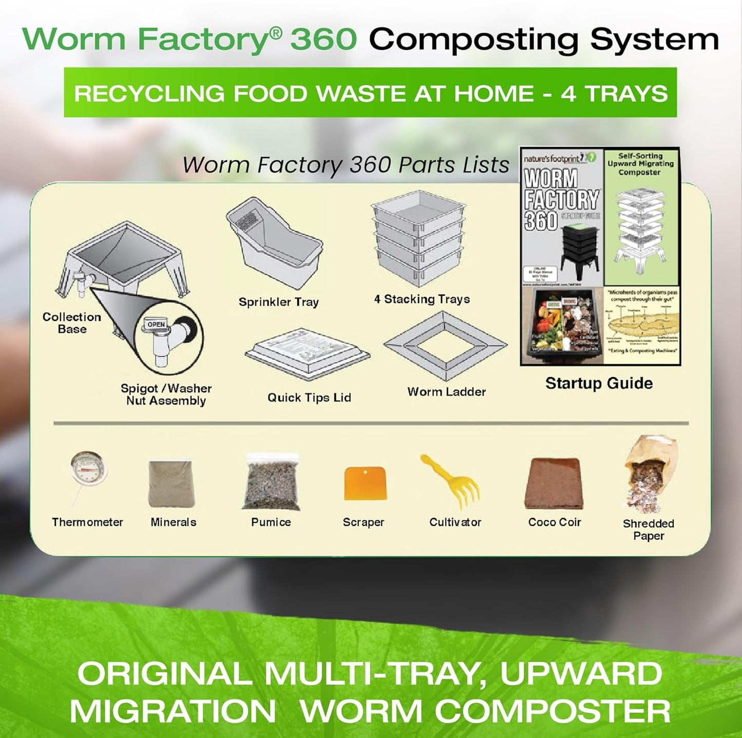 ® 360 Black US Made Composting System for Recycling Food Waste at Home – 4 Trays for Efficient Vermicomposting – Durable, Space-Efficient Design, Easy to Assemble, No Odor