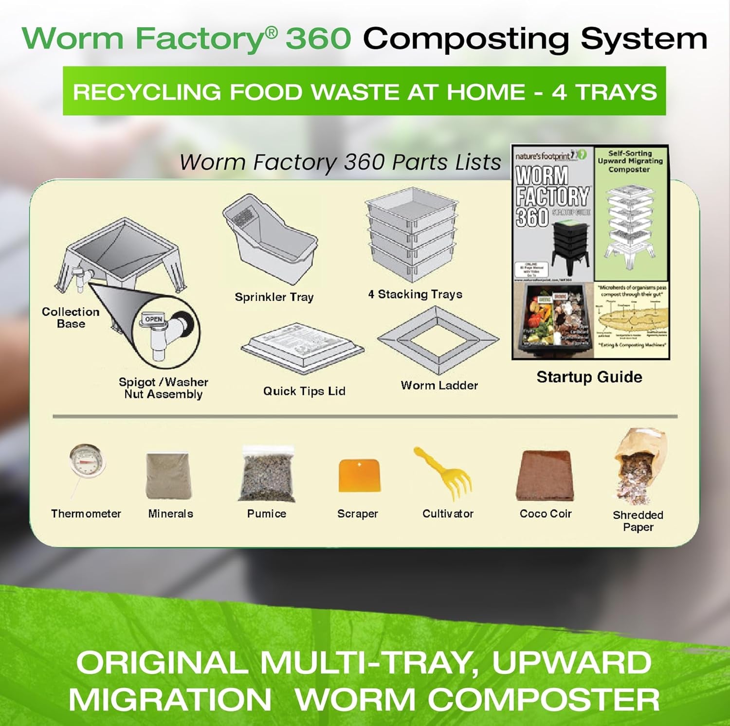 ® 360 Black US Made Composting System for Recycling Food Waste at Home – 4 Trays for Efficient Vermicomposting – Durable, Space-Efficient Design, Easy to Assemble, No Odor