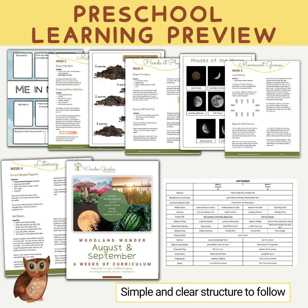 August & September Preschool Curriculum for Homeschoolers: Secular, Whole-child focus, Hands-on