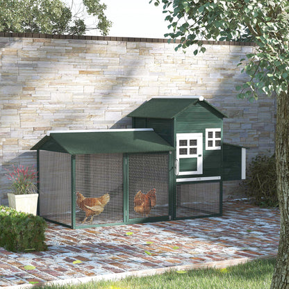 PawHut 84'' Chicken Coop Deluxe Wooden House Hen Backyard Poultry Hutch Run Box