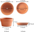 4.4 Inch Shallow Terracotta pots with Saucer/Tray,Ceramic Clay Cactus/succlent Container with Drain Hole,Small unglazed Planter for Indoor/Outdoor Plants, Crafts