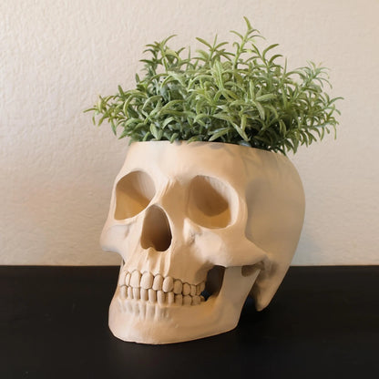 Skull Planter Pot - Plant pot 3D Printed - Human Skull Replica - Halloween decor - Plant Horror Gothic - Succulent Planter - Memento mori