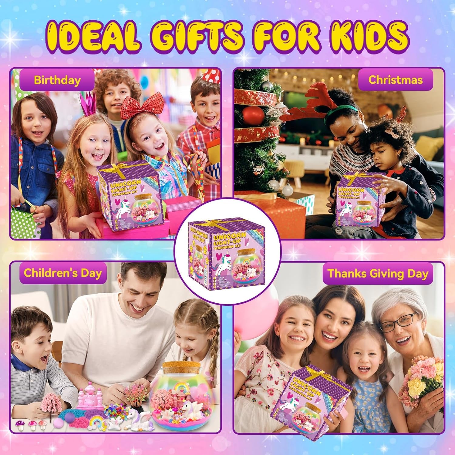 Unicorn Terrarium Crafts Kit for Kids-Led Night Light up & Remote Unicorn Birthday Gifts Toys for Girls Ages5 6 7 8 9 10 Year Old-Christmas Gifts for Girls
