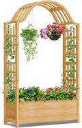 SLSY Raised Garden Bed with Trellis Wood Planter Box w/Hanging Roof Side Trellis