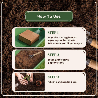 Instasoil™ Nutrient-Rich Potting Soil for Indoor/Outdoor Plants – Compressed Coco Coir– Just Add Water - Expands to 15 Gallons in 5 Minutes - Perfect for Herbs, Vegetables & Microgreens (10Lb Block)