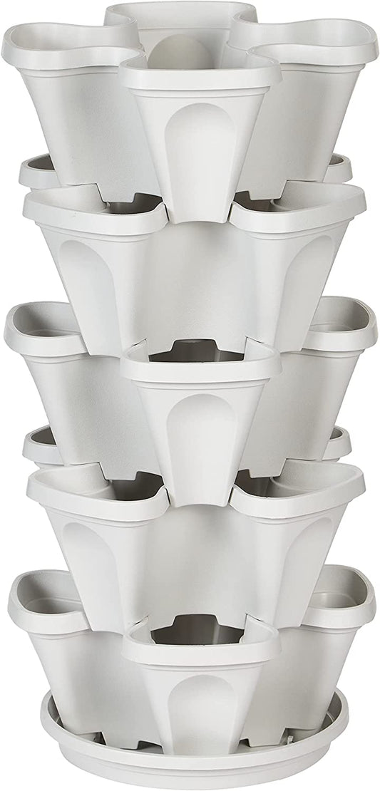 5 Tier Stackable Strawberry, Herb, Flower, and Vegetable Planter - Vertical Garden Indoor/Outdoor