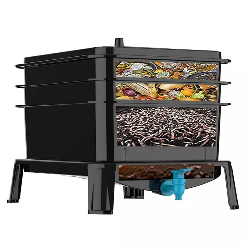 3 tray worm bin. Mess free, easy to use, recycle food waist. Indoor/outdoor