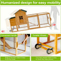 80'' Chicken Coop with Wheels,Mobile Chicken House for 2-4 Chickens w/Nest box