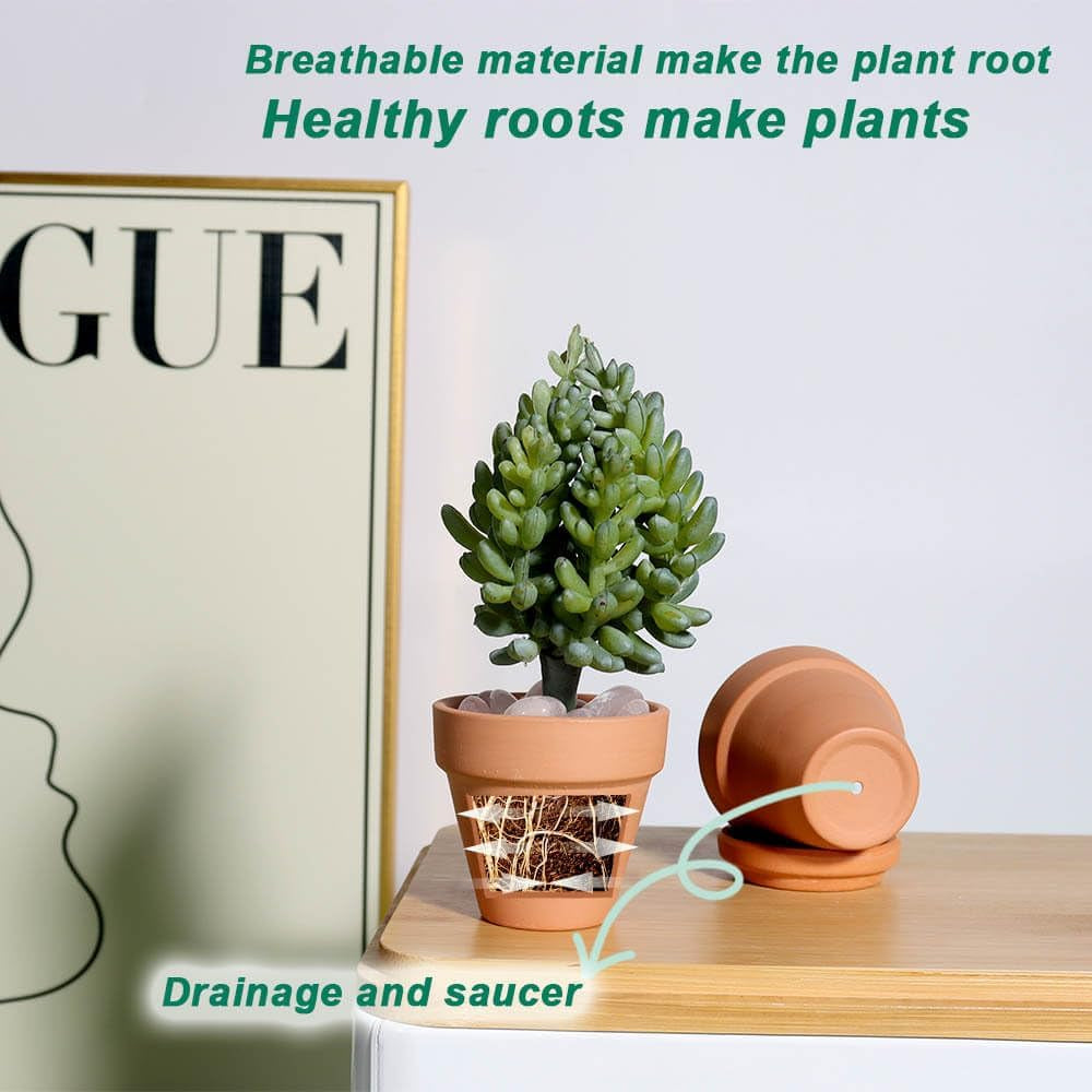 48 Pcs 2" Tiny Terracotta & Terra Cotta Pots with Drainage - Small Mini Clay Ceramic Pottery Planter Ideal for Indoor/Outdoor Plants, Crafts, Wedding Favors