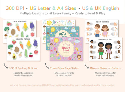 Printable Toddler Busy Book, Quiet Book for Kids, Preschool Learning Binder, Montessori-Inspired Activities, Homeschool Digital Resource