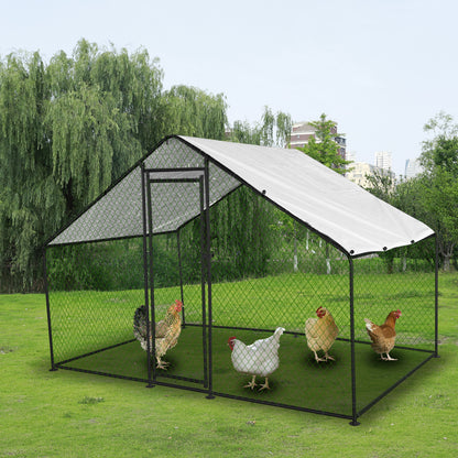 Walk-in Metal Chicken Coop 6.6x10x6.6ft Poultry Cage Hen House w/Cover Large