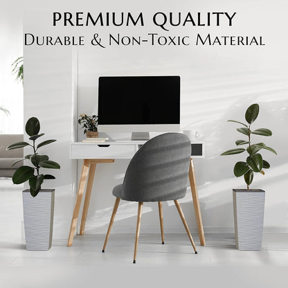 M-Resin Heavy Duty Tall Planters for Outdoor Plants, Indoor Grande Plant Pots, Boxes, Trees, Flower Pots, 2-Piece Set, 18”, Modern Design, Built-in Drainage, Front Porch Decor, Light Grey