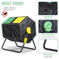 Compost Tumbler Bin 37Gal Outdoor Composter Fast Create Fertile 360°Dual Chamber