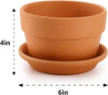 4 Pack Terracotta Pots with Saucer, 6 Inch Large Terra Cotta Plant Pot with Drainage Hole, Clay Flower Planter Pot with Tray for Indoor Outdoor Plant