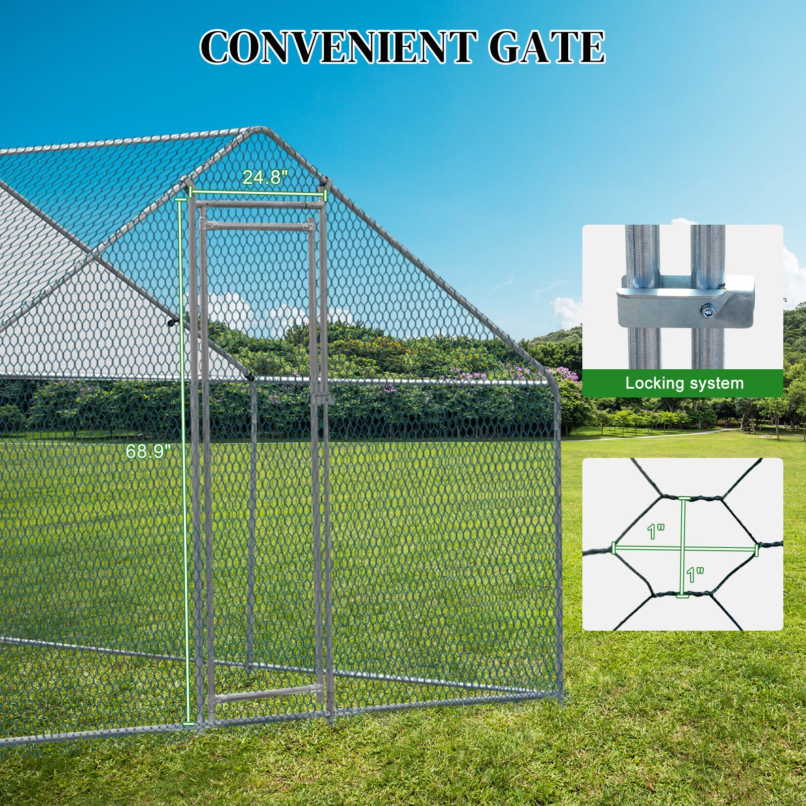 10 x 10FT Metal Walk In Chicken Coop Run Cage Rabbit Hutch Hen House Enclosure