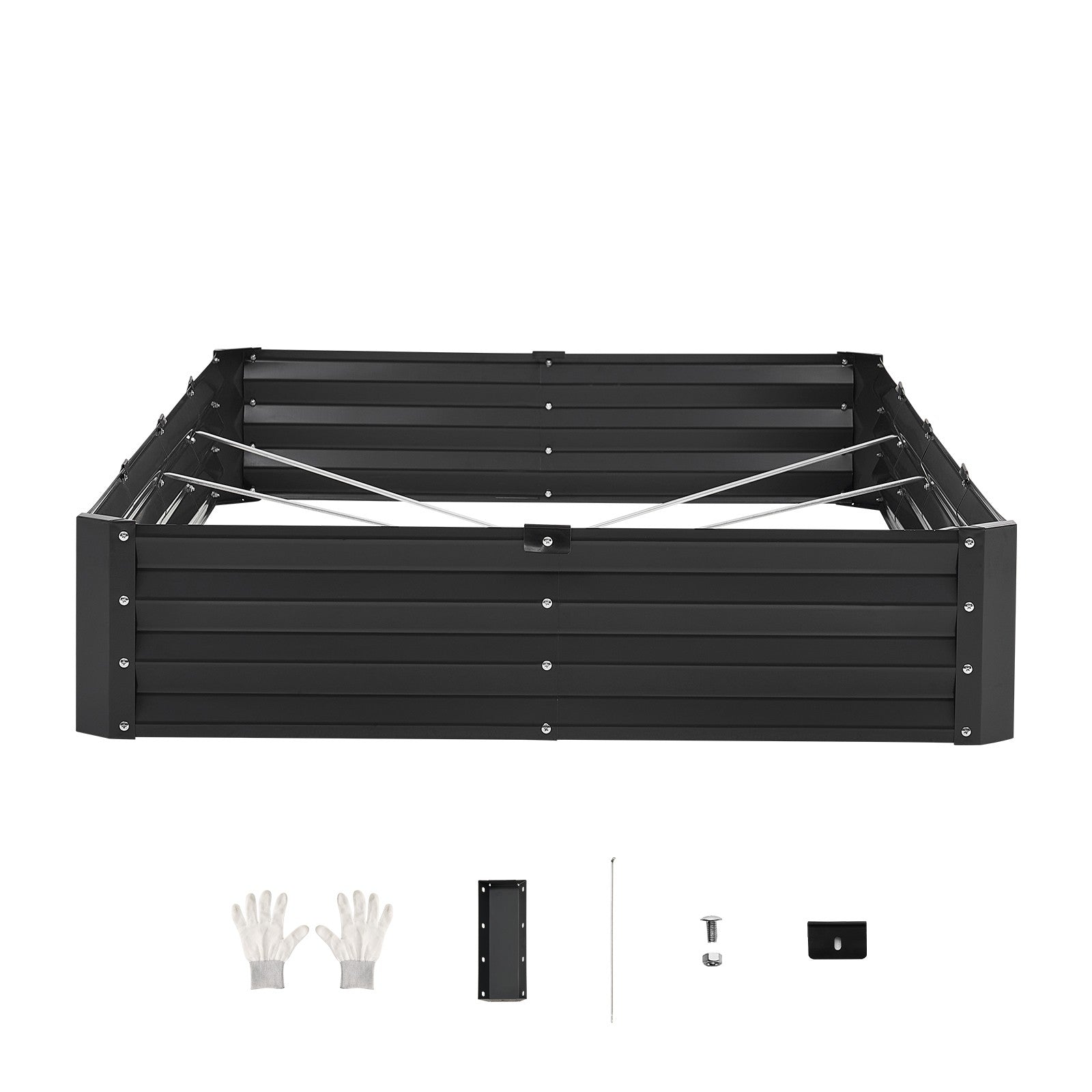 Metal Raised Garden Bed 8x4x1 ft Outdoor Galvanized Planter Box Dark Gray