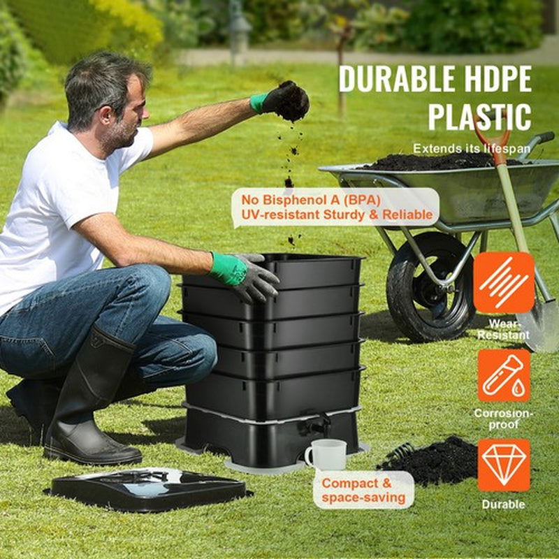 5-Tray Worm Composter 44 QT/50 L Worm Compost Bin Indoor and Outdoor