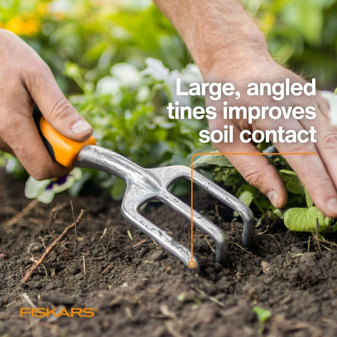 Ergo Cultivator for Digging, Aerating Soil, and Weeding, Heavy Duty Garden Tool with Hanging Hole
