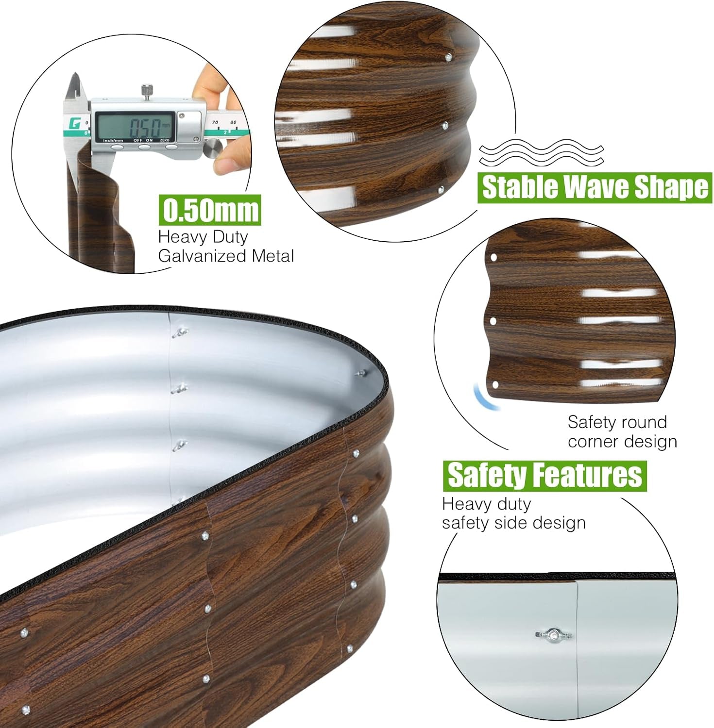 Galvanized Raised Garden Bed, 4x2x1ft Oval Metal Planter Box for Planting Outdoor Plants Vegetables